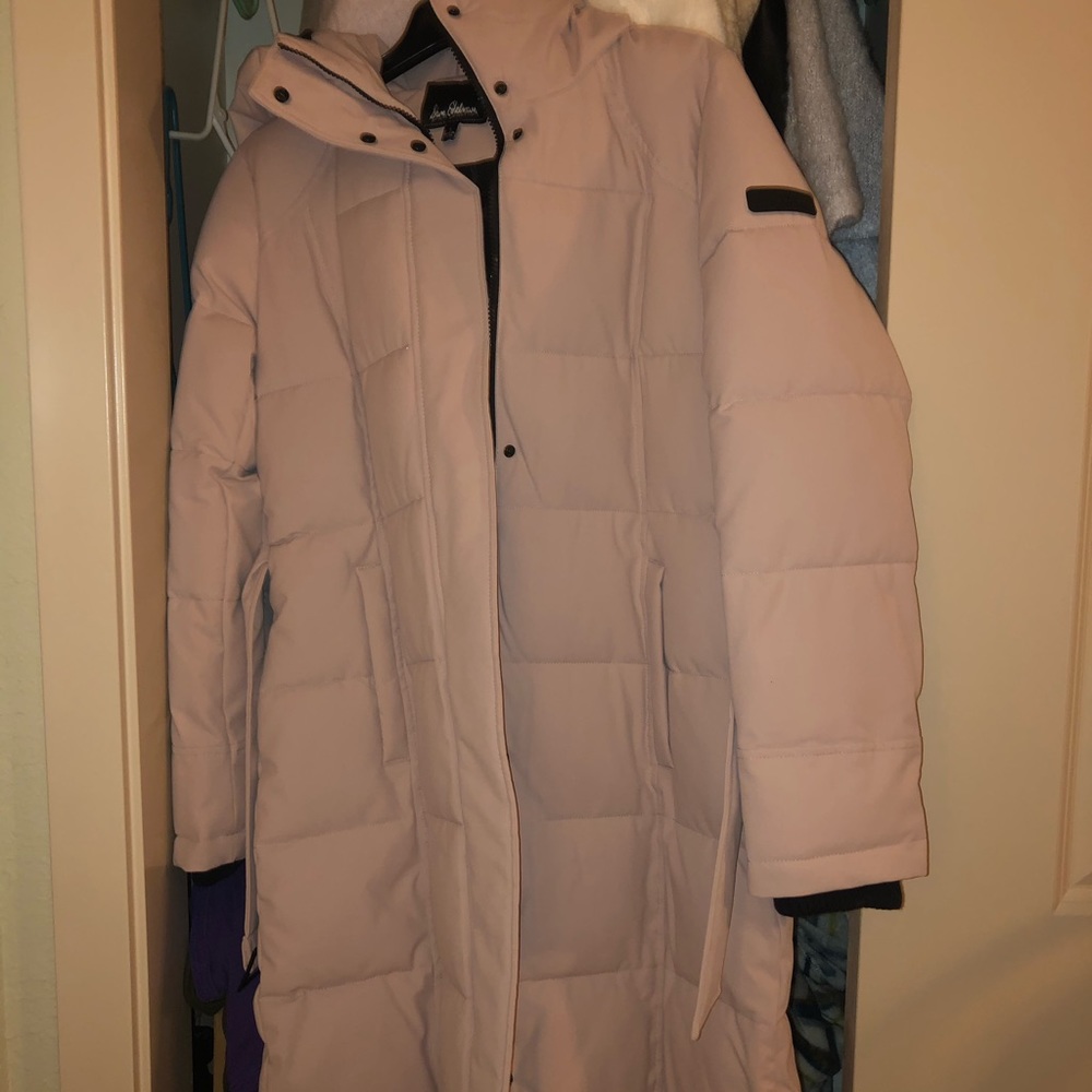 S Sam Edelman Hooded Belted pink puffer coat